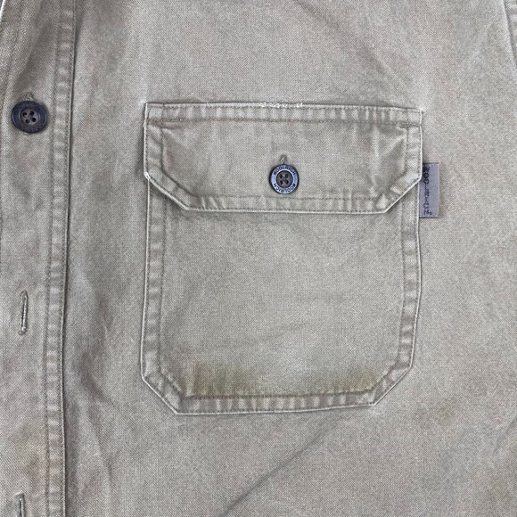 Woolrich Men's Shirt Large Long-Sleeve Button-Up Khaki With Dual Flap Pockets - Picture 9 of 12